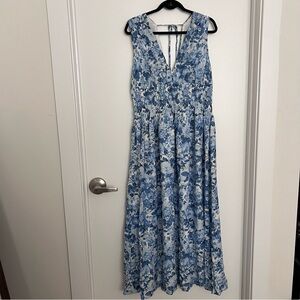 Abercrombie Crinkle Textured Smocked Waist Maxi Dress Size XL Tall